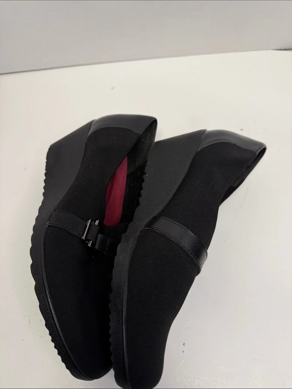 Munro Black Slip-On Loafer with Decorative Buckle